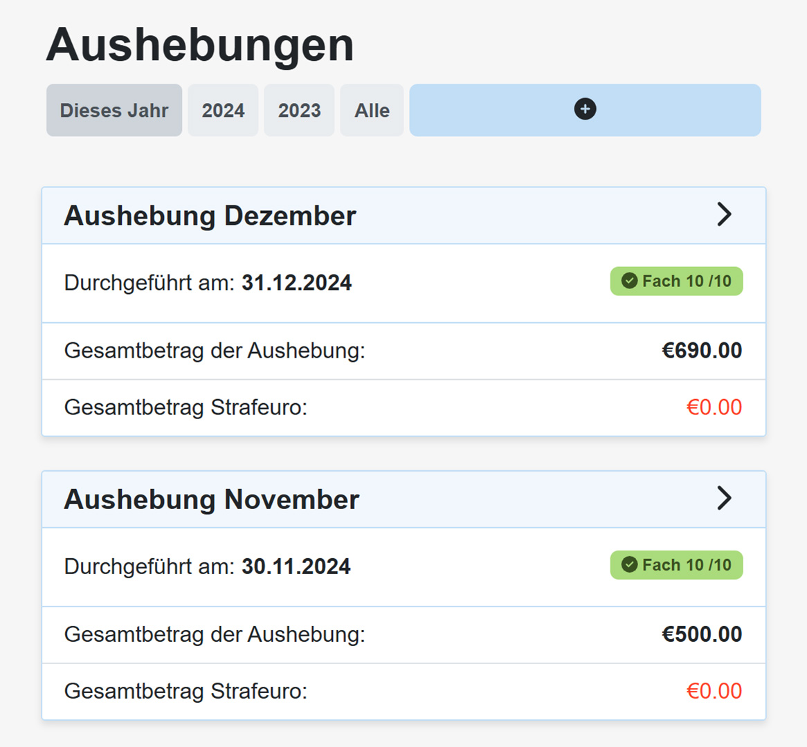 münzmanager: Aushebung